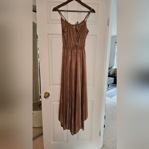 Vintage retro shiny gold 70s sexy evening dress